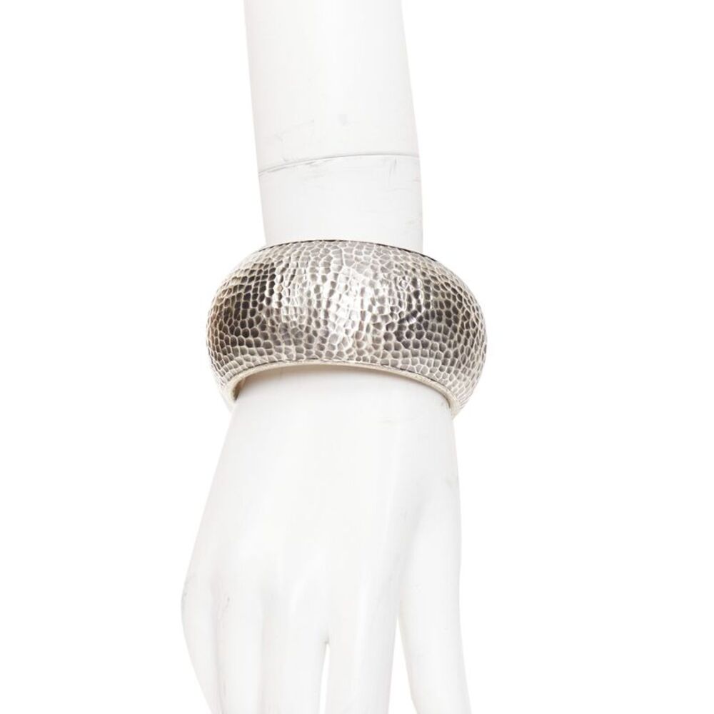 Bottega Veneta sterling silver hammered round dome cuff